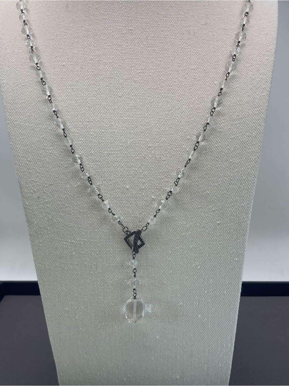 Retired Silpada 925 Sterling Glass/Crystal Drop Y-Necklace 35” - Picture 4 of 11
